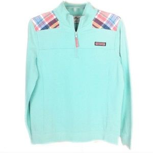 Teal and Plaid Vineyard Vines 3/4 ZIP Shep Shirt